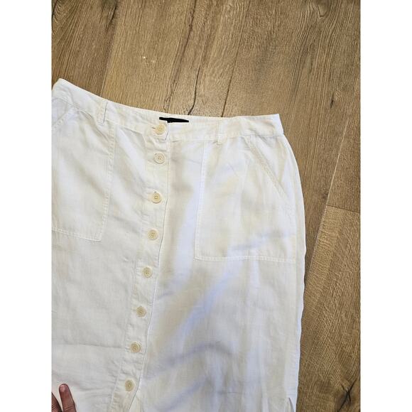 Talbots White Linen Lined Button Maxi Skirt Minimalism Clean Girl Boho 14 EUC - Picture 4 of 7